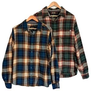 Marmot Flannel Plaid Shirt Bundle Mens Size M Long Sleeve Button Down Lot Set